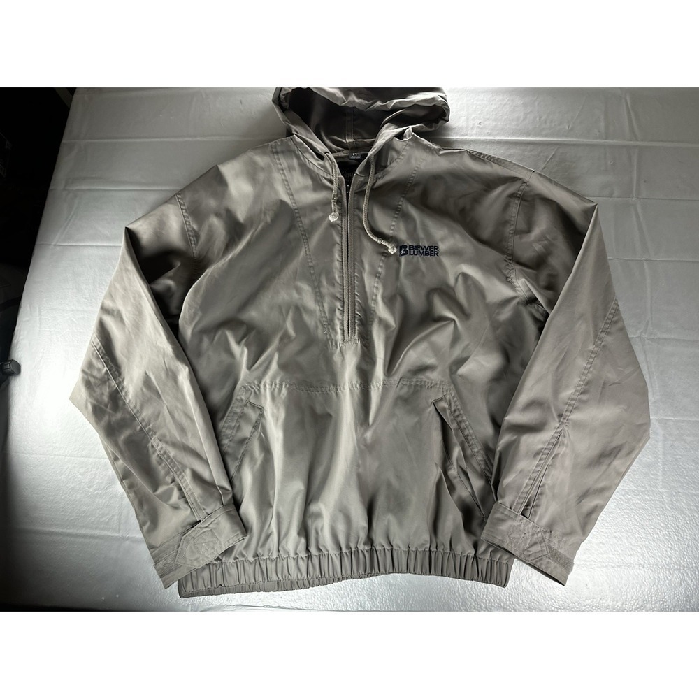 Vintage King Louie Windbreaker Jacket Mens M Beige Hooded Beaver‎ Lumber Made In